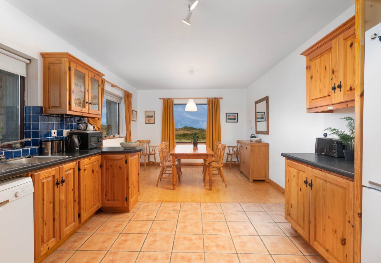 Kitchen area at Cleggan Stone Cottage in Cleggan, County Galway, Connemara