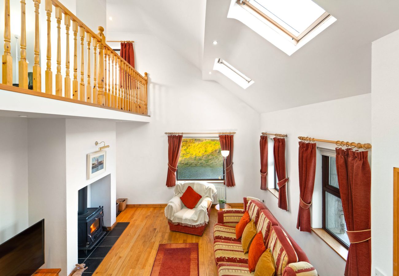 Lounge area at Cleggan Stone Cottage in Cleggan, County Galway, Connemara 