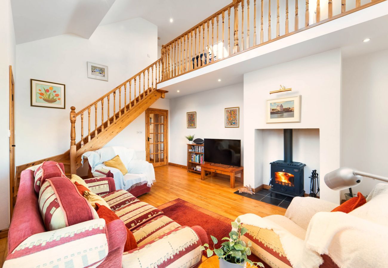 Lounge area at Cleggan Stone Cottage in Cleggan, County Galway, Connemara