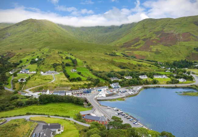 Aerial views around Leenane Holiday Cottage near Leenane, Co. Galway, Connemara