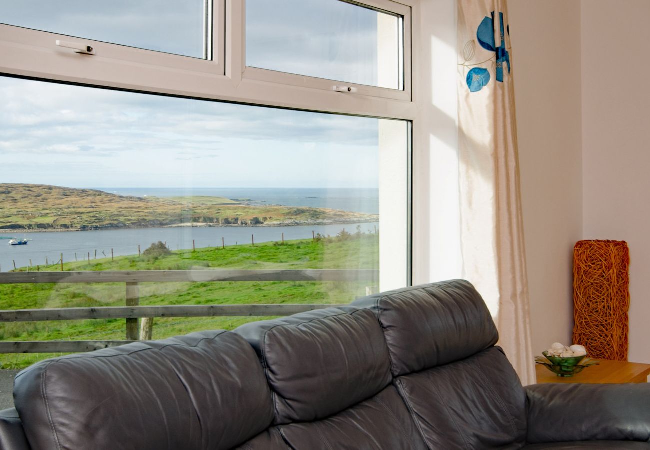 Living Room of Sky Road Holiday Home located on the scenic Sky Road is a large coastal proeprty sleeping 10, close to the vibrant town of Clifden