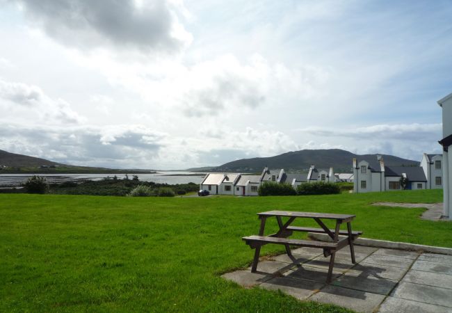 Outside Seating Area and Views from Achill Sound Holiday Village No.7 in Mayo