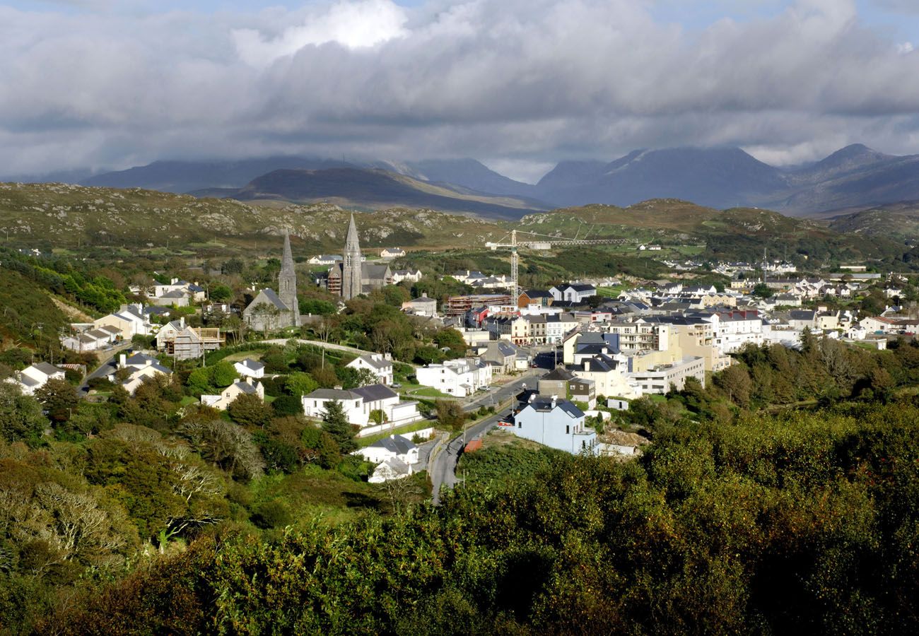 Aerial view of Clifden town in Galway Ireland