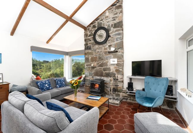 Bright living room in Clifden Countryside Holiday Home in Galway