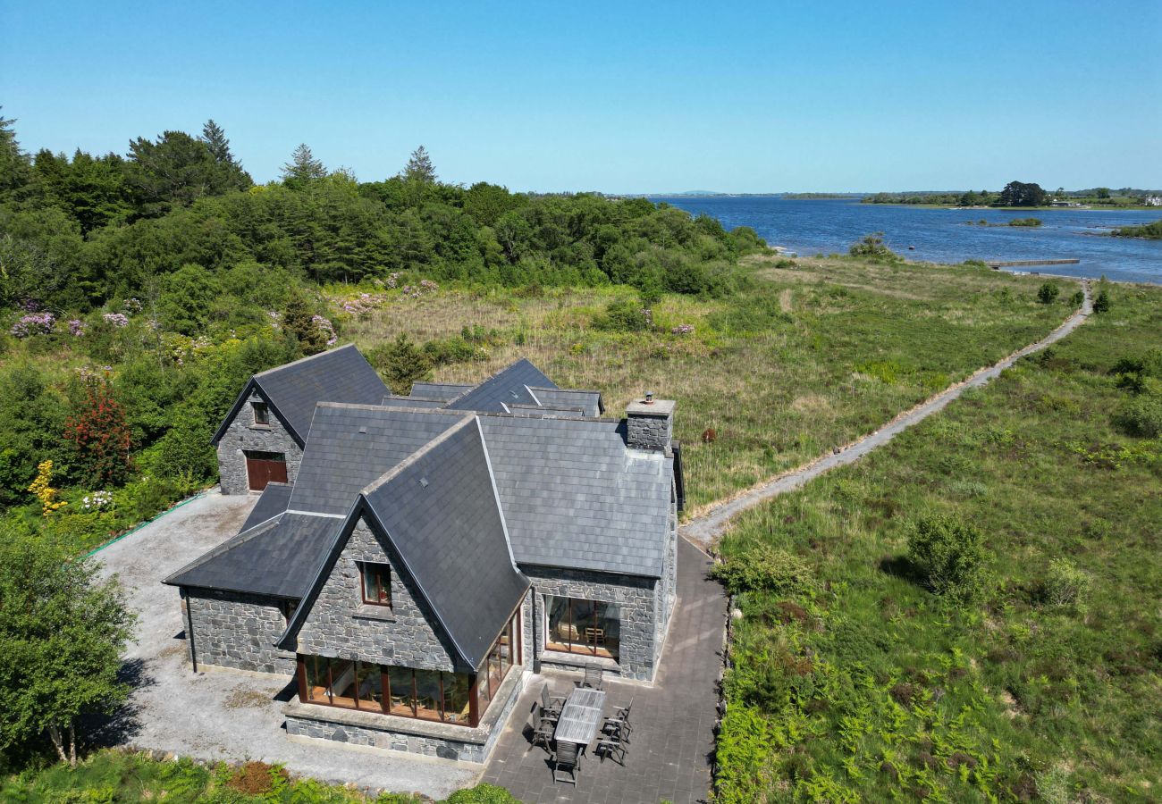 Aerial view of Lough Corrib Luxury Holiday Home in Oughterard,