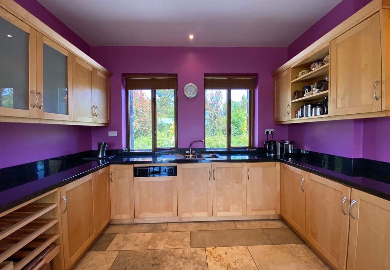 Large kitchen in Lough Corrib Luxury Holiday Home beside Oughterard