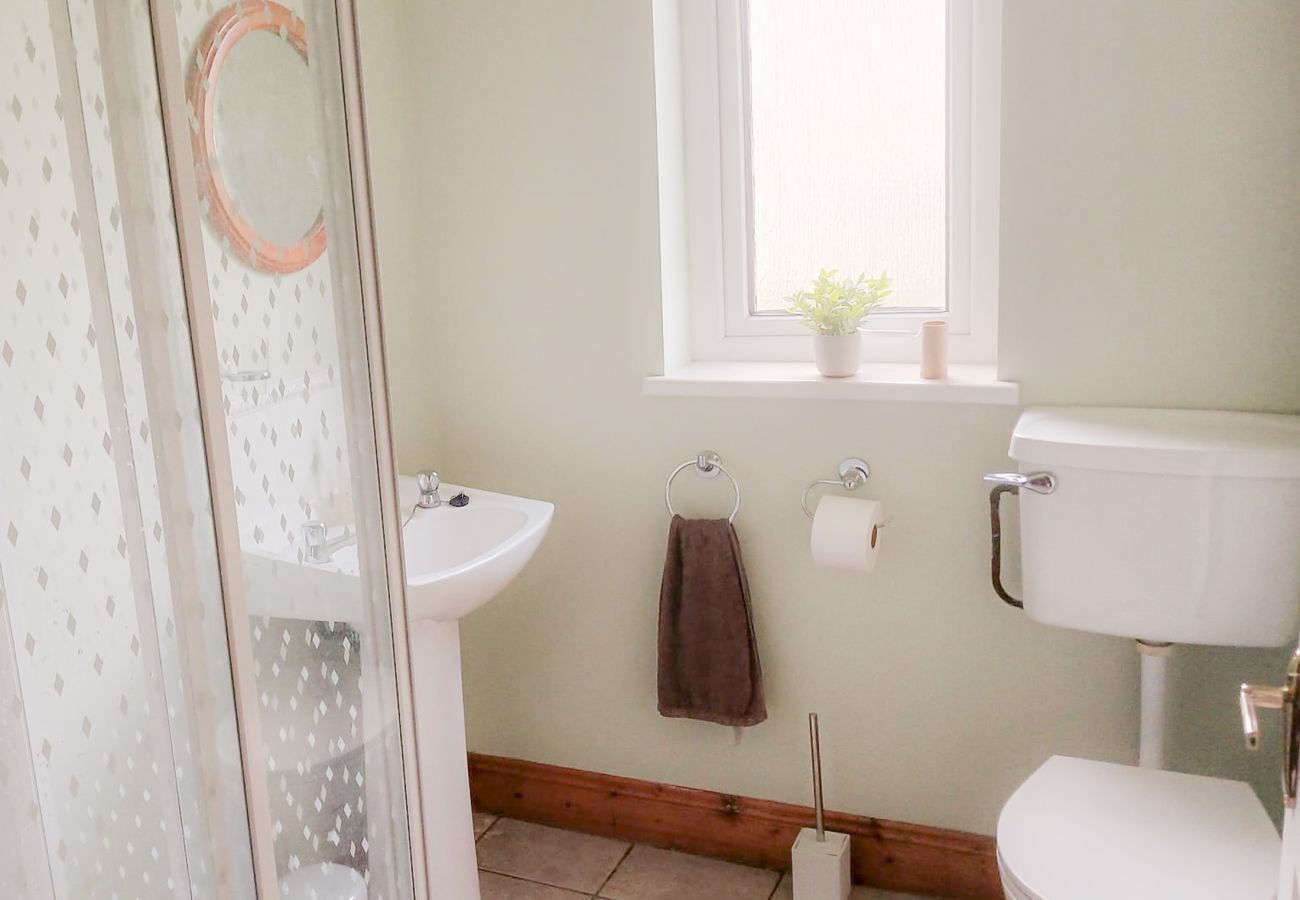 Bathroom. Toilet, sink, shower unit. Seamount Holiday Village No.26,  Seaside Holiday Home Available near Courtown Village, County Wexford