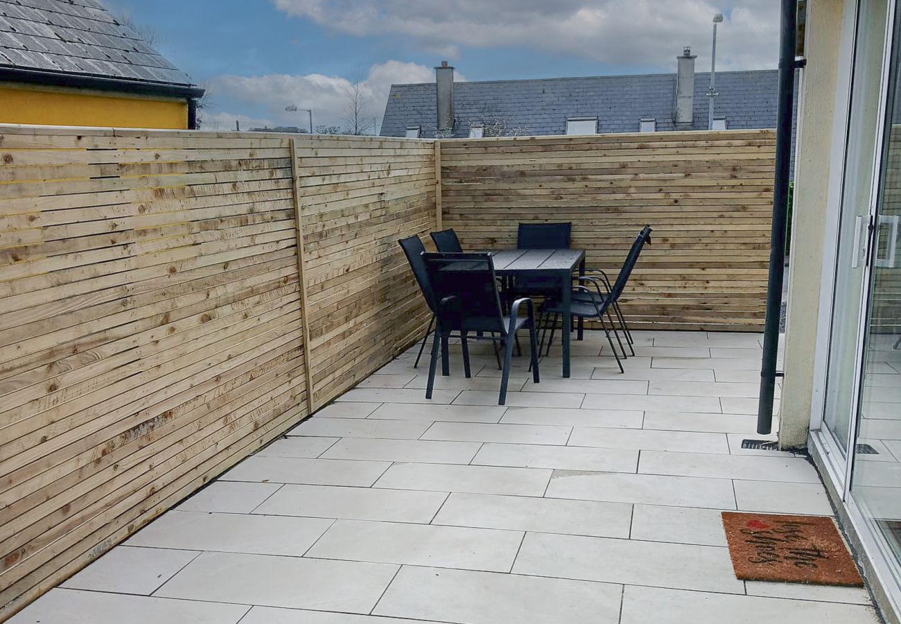 Private patio, outside dining area. Seamount Holiday Village No.26, Seaside Holiday Home Available near Courtown Village, County Wexford