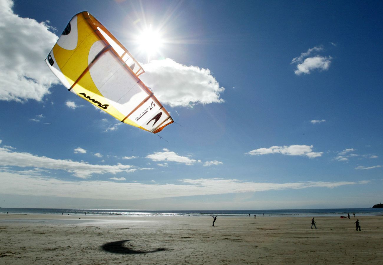 Dunmore East, Co Waterford, Ireland. Sandy beach, watersports, kite surfing.