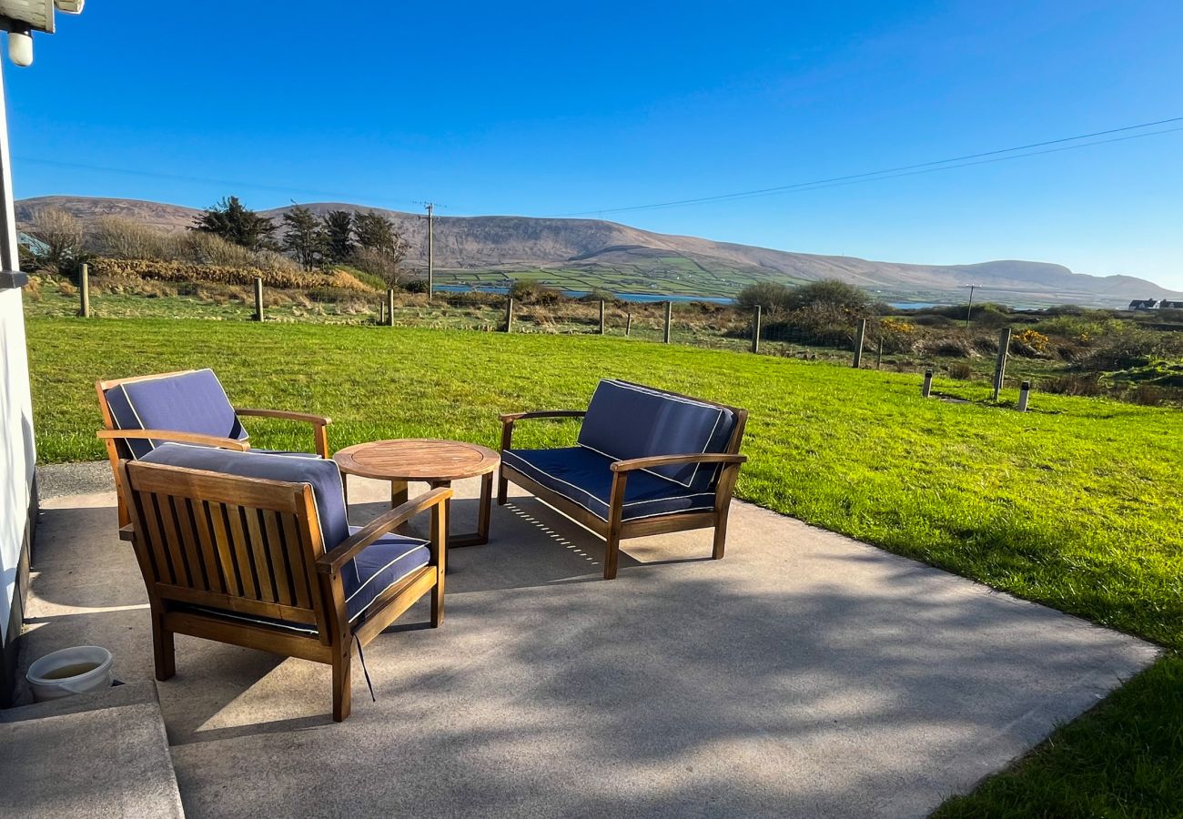 Honeybee Cottage Valentia Co Kerry.  Self catering holiday home.  Outdoor seating with extensive views. 