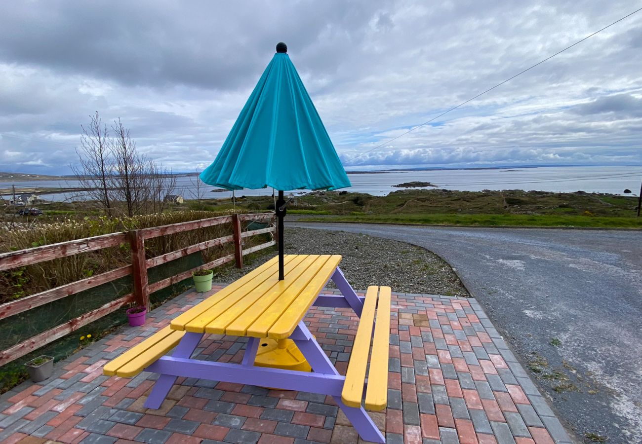Kilkieran Holiday Home Connemara, outdoor dining with sea views. 