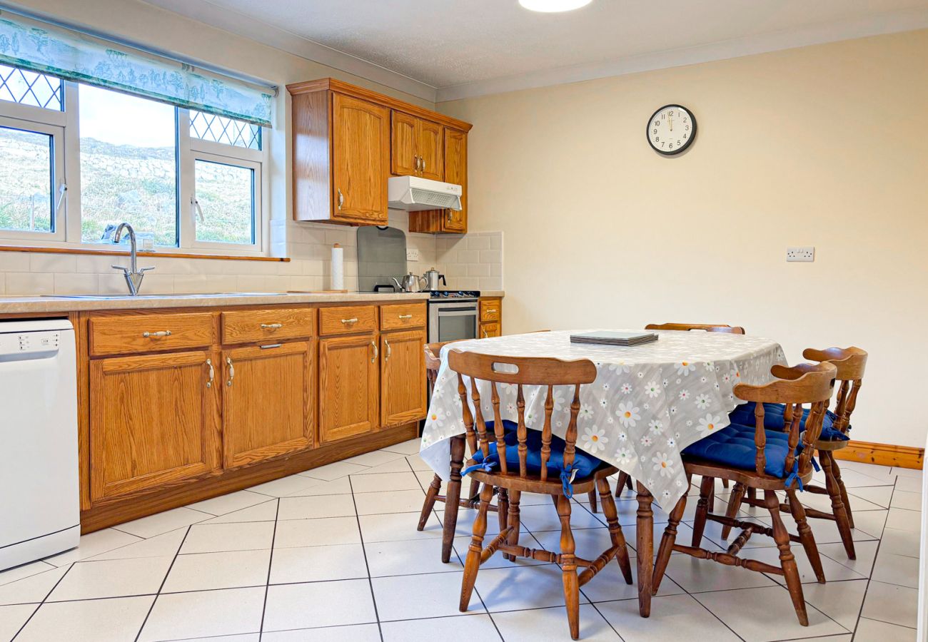 Kilkieran Holiday Home Connemara. Pine kitchen country style, dining table 6 chairs. 