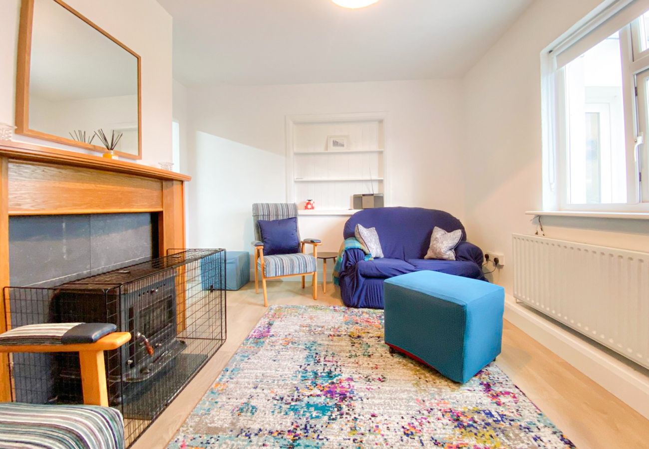 Renvyle Holiday Home Connemara. Kitchen, dining open plan. Wood burning stove. 