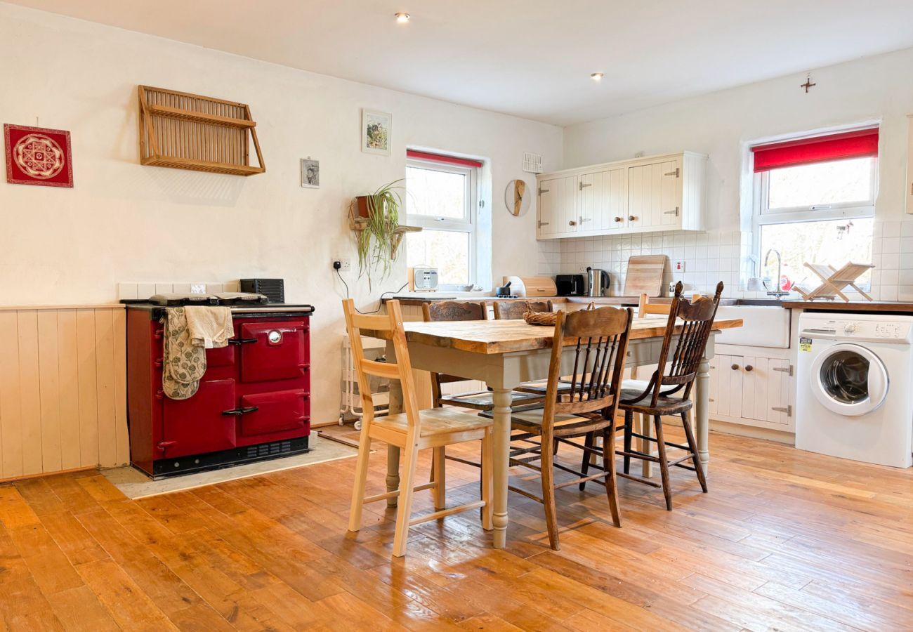Moyard Stone Cottage, Connemara.  Country cottage style kitchen well equipped with Rayburn