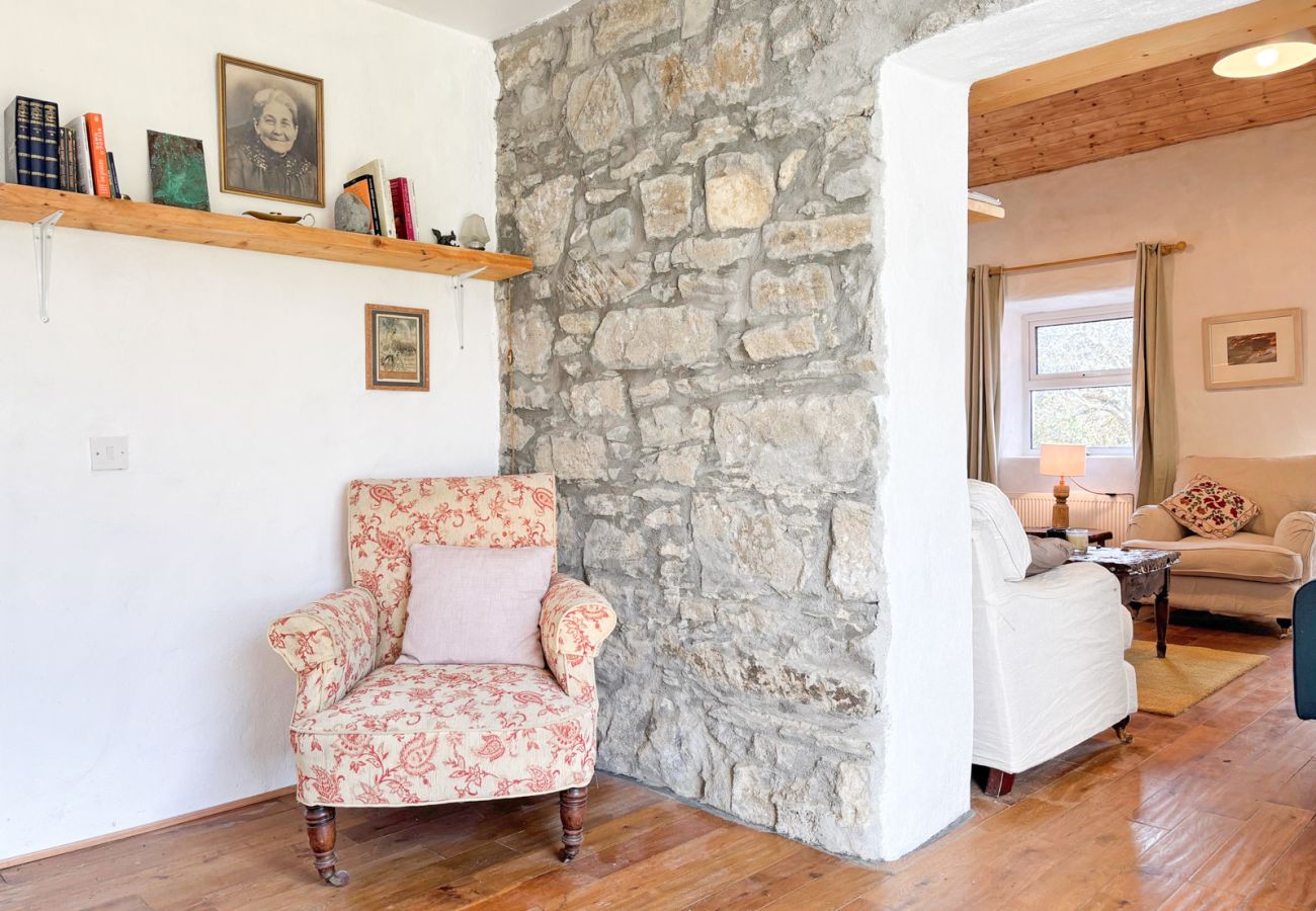 Moyard Stone Cottage, Connemara.  Country cottage style. Stone interior walls.