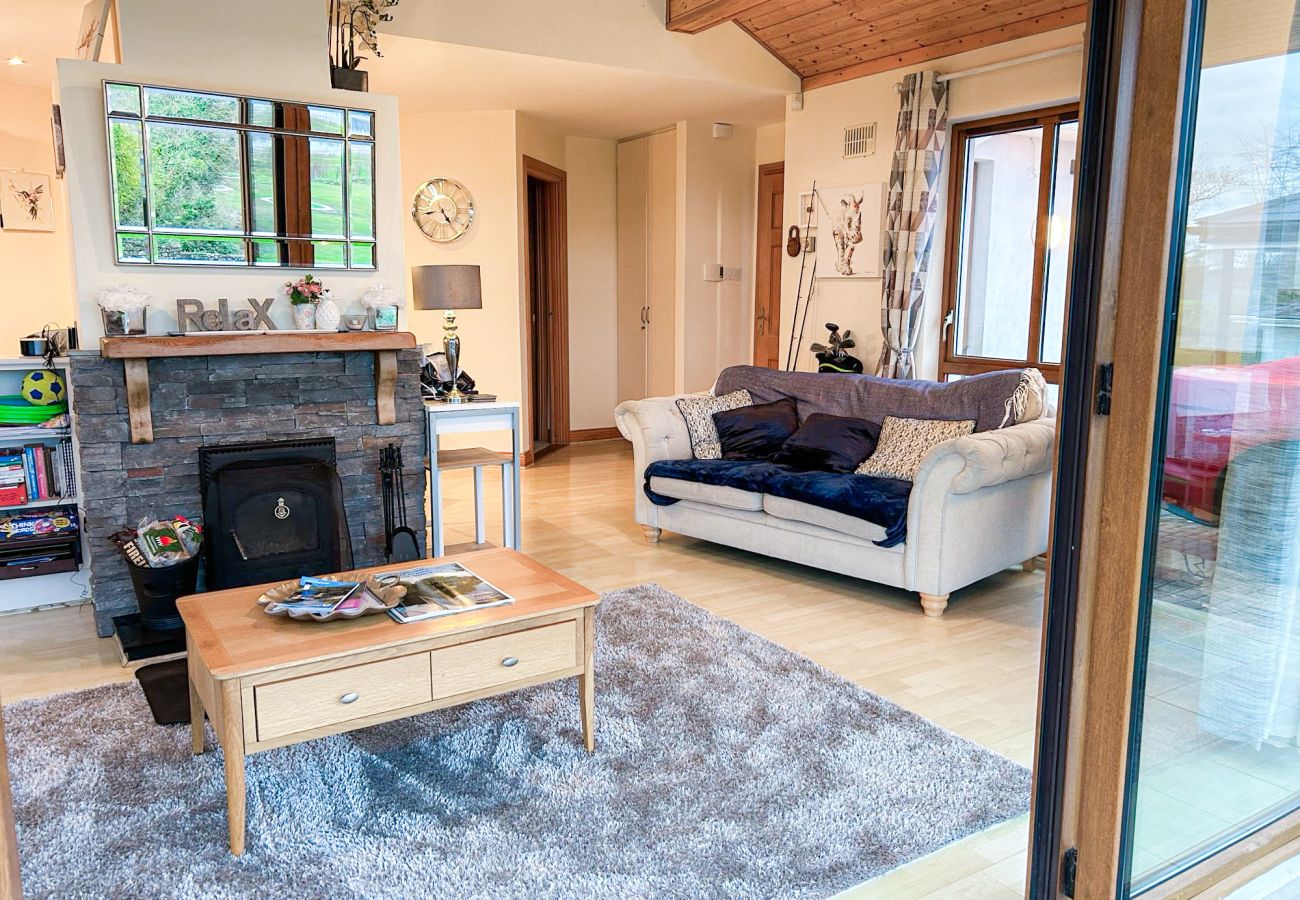 Glasson Mews Holiday Home No. 2. Living Room with large pation doors. Stylish design. 