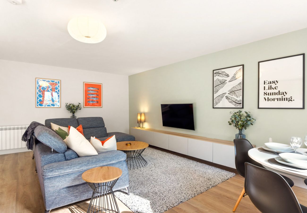 The Town Place Apartment Clifden. Living room open plan. Modern furniture and smart TV
