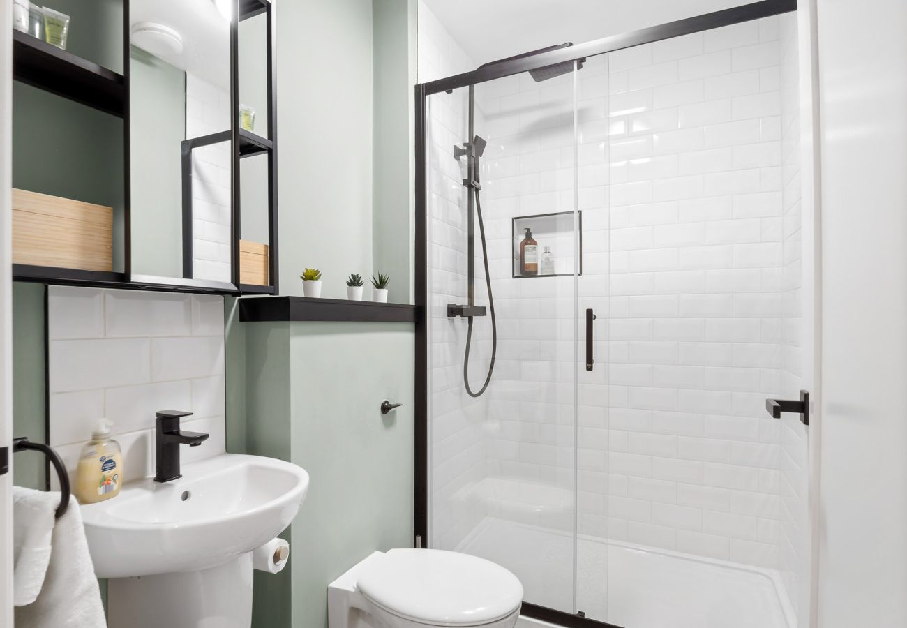 Town Centre Studio Clifden. Stylish Design walk in shower, WC bathroom